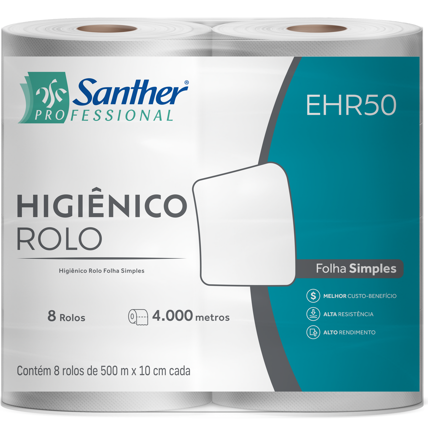 PAPEL HIGIENICO ROLO SANTHER 500M - EHR50 - 8x500M