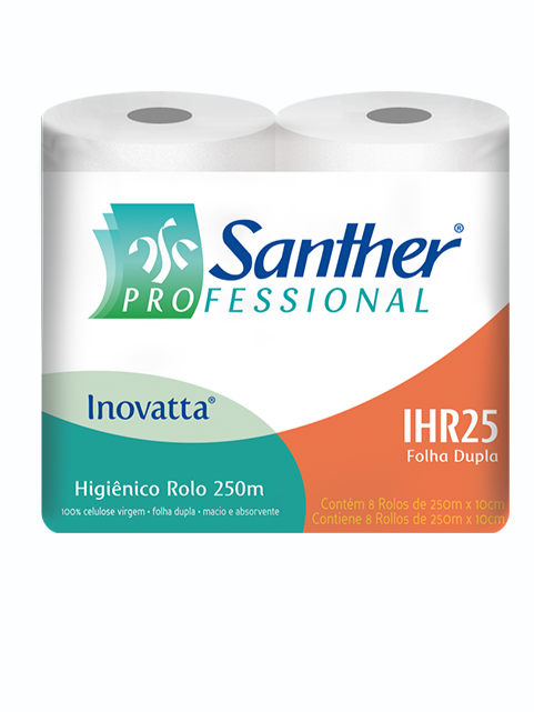 PAPEL HIGIENICO ROLO SANTHER FD - IHR25 - 8x250M - 8 ROLOS