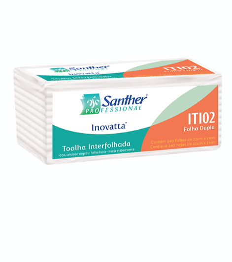 TOALHA INOVATTA ITI02 SANTHER - FOLHA DUPLA - 10 PACOTES COM 240 FOLHAS ITI02 SANTHER (2.400)