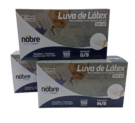 LUVA PROCEDIMENTO LATEX COM PÓ NOBRE G COM 100