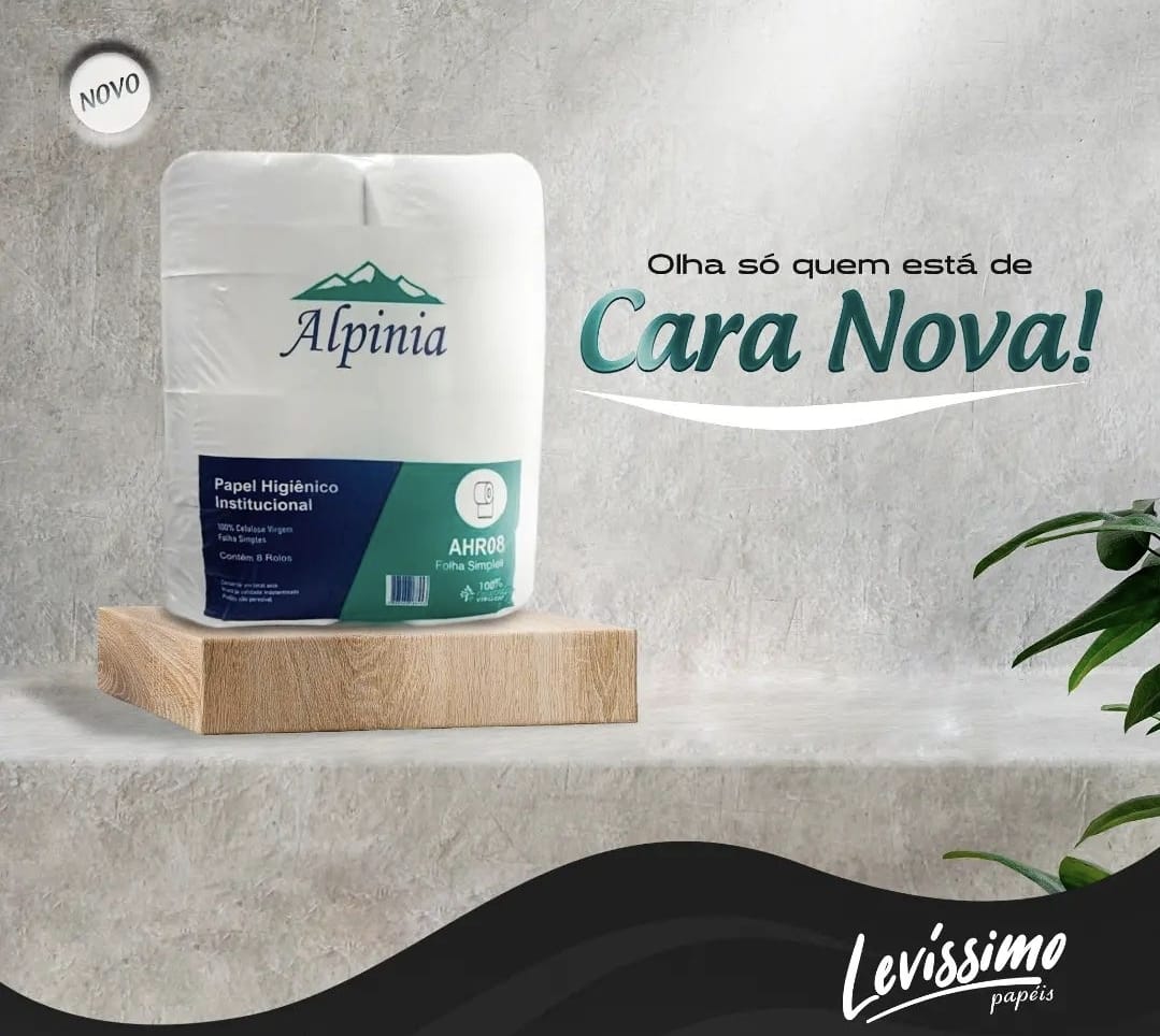HIGIENICO ROLAO ALPINIA 100% CELULOSE 08 ROLOS PREMIUM