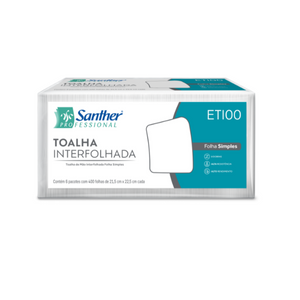 TOALHA ECO SANTHER 3 DOBRAS ETI00 COM 6 PACOTES COM 240 FOLHAS ( 2400).