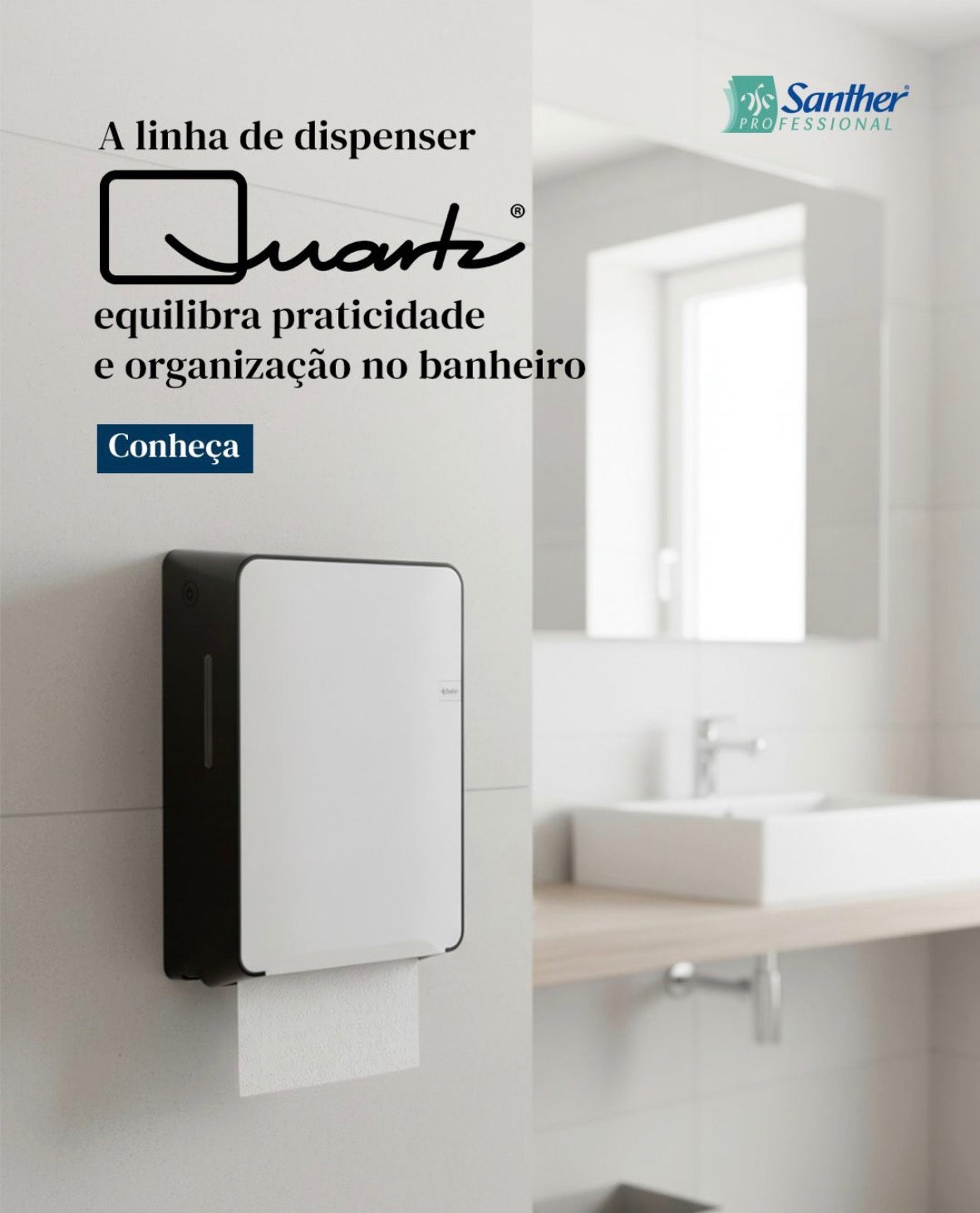 Dispenser Santher em banheiro corporativo