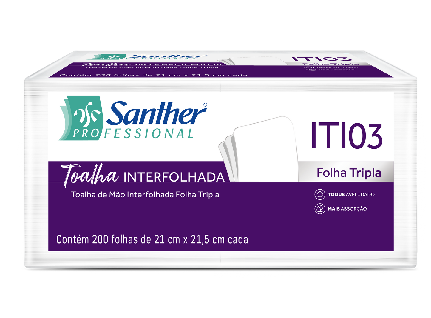 TOALHA INTERFOLHADA INOVATTA -  FOLHA TRIPLA - 12 PACOTES COM 200 FOLHAS ITI03 (2.400).